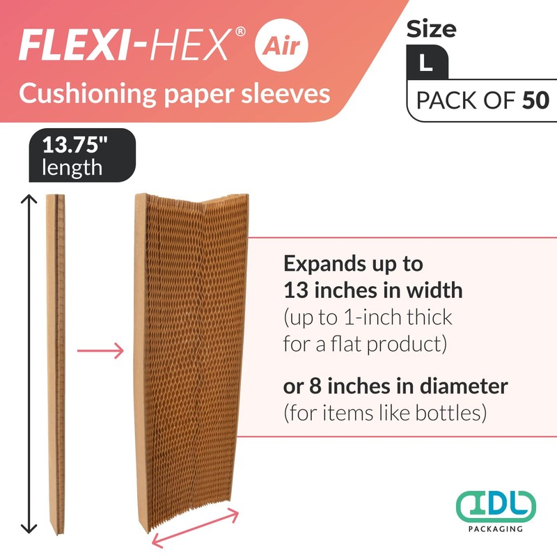 IDL Packaging 13.75" Flexi-Hex™ Honeycomb Packing Paper Sleeves, L, Brown,