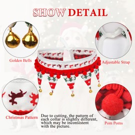 Christmas Dog Collar with Bells,Holiday Dog&Cat Knitted Jingle Dress,Pet Costume Bandana Scarf for Puppy Kitty (L)