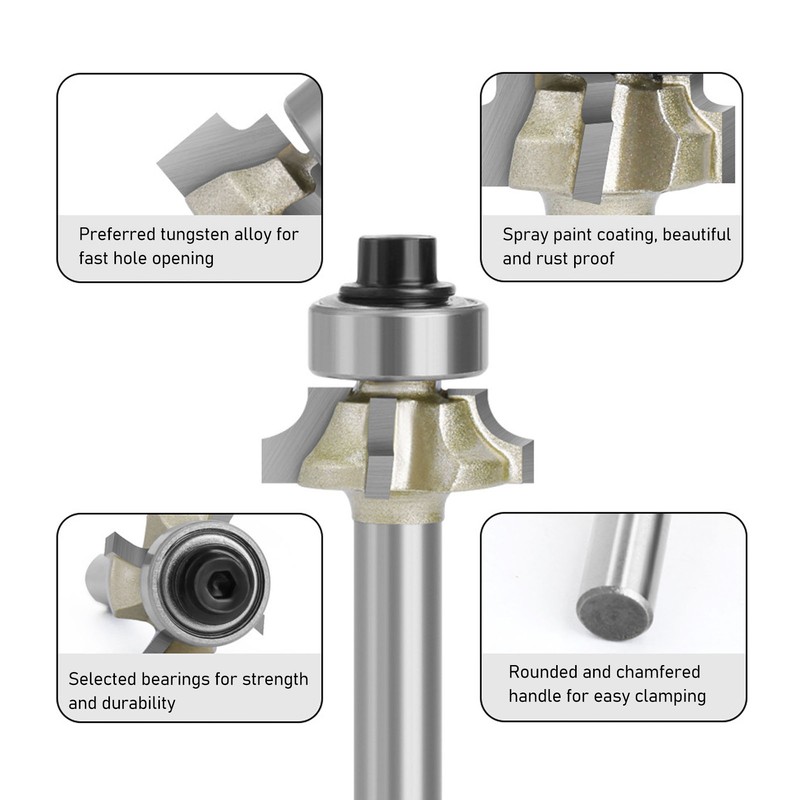 Round Over Router Bit Roundover Edge Bit Woodworking Chamfer Tool