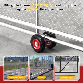 Heavy-duty Steel Rolling Gate 8’’ Rubber Wheel Carrier for Driveway Chain Link Fence Metal Tube Gates and More, Pack of 1