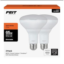 Feit Electric BR30 10.5 W E26 Soft White Dimmable Reflector LED Light 6 packs of 2 Bulbs