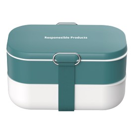 Responsible Products Leak Resistant Bento Box with Tableware for Adult - Teens, Insulated Lunch Box for Women - Men - Girls - Boys, BPA Free, Dishwasher Safe, Microwave Safe, Freezer Safe, 46 oz