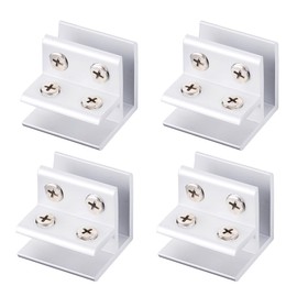 Glass Clamp, Sdjdhej 4 Pcs 90 Degree Glass Clamp, For 10-12mm Thickness Adjustable Glass Shelf Support Bracket Aluminum Alloy Glass Clip Clamp Holder，Silver