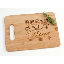 Bread Salt Wine Engraved Wood Cutting Board Charcuterie Display with Poem Quote from It's a Wonderful Life Housewarming or Realtor Closing Gift Idea 9.5 x 13"