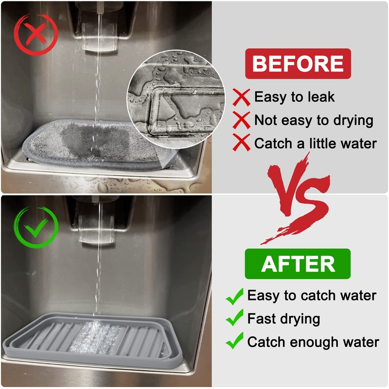 KindGa Refrigerator Drip Catcher Tray,Protector Ice and Water Dispenser Pan,Fridge