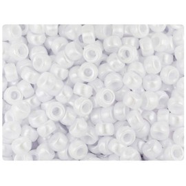 BeadTin White Pearl 6.5mm Mini Barrel Pony Beads (1000pcs)