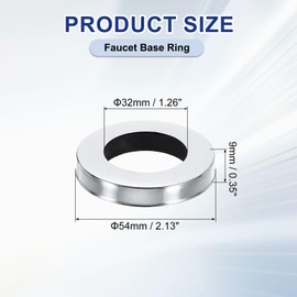 sourcing map Faucet Base Ring, 2.13"x1.26"(OD x ID) Stainless Steel Electroplating Washer Fasteners Tap Hole Cover for Bathroom Kitchen Faucets, Silver