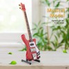Hilitand Red Miniature Bass Guitar Wood Replica Model Ornament with