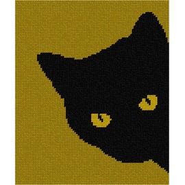 pepita Cat Around Corner Golds Needlepoint Canvas