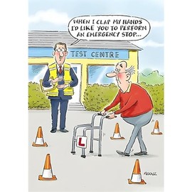 Male Funny Birthday Card for Him - General Card for Men - Humorous Old Age Joke Design - Zimmer Frame Test - Made in the UK - Eco-Friendly