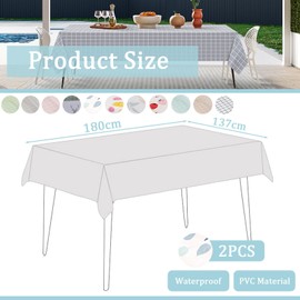 2pcs 137*180cm Plastic Tablecloths Waterproof PVC Table Cloth Wipeable Table Cover Rectangular,Leaves Table Cover Wipe Clean Tablecloth Square Oil Cloth Outdoor Tablecloth for Party,Picnic,Kitchen