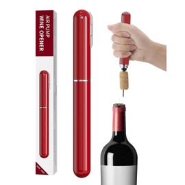 TPZORJX 2-in-1 Luftdruck Weinöffner mit Folienschneider Weinflaschenöffner Leicht zu Öffnen Luftpumpe Weinöffner Tragbar Reise Wein Korkenzieher Handheld Wein Korkenentferner für Weinliebhaber,Rot