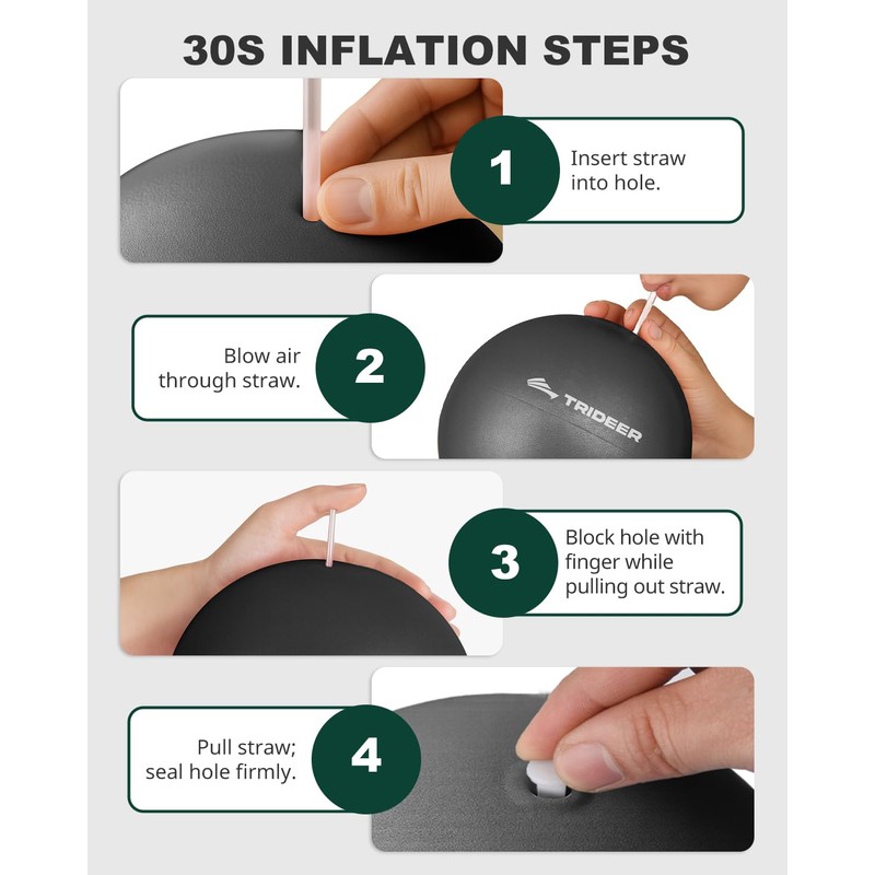 Trideer 9-Inch Pilates Ball, Small Exercise Ball for Yoga, Core