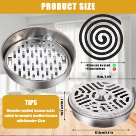 Vabrloy Mosquito Coil Holder, Pack of 2 Mosquito Coil Holder, Smoking Spirals Holder, Metal Mosquito Spiral Holder, Stainless Steel Mosquito Coil Holder with Handle for Home, Garden, Camping, Outdoor