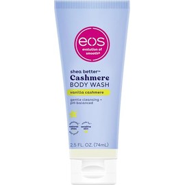 eos Travel Vanilla Cashmere Body Wash- Travel Size Body Wash, Hydrating, Moisturizing, Toiletries, Mini, Shea Butter, 2.5 fl oz