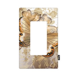 Pznen Butterfly Single Rocker Wall Plate Gold Butterflies Flying 1-Gang Rocker Light Switch Plates Standard Receptacle Plug Cover for GFCI Outlet