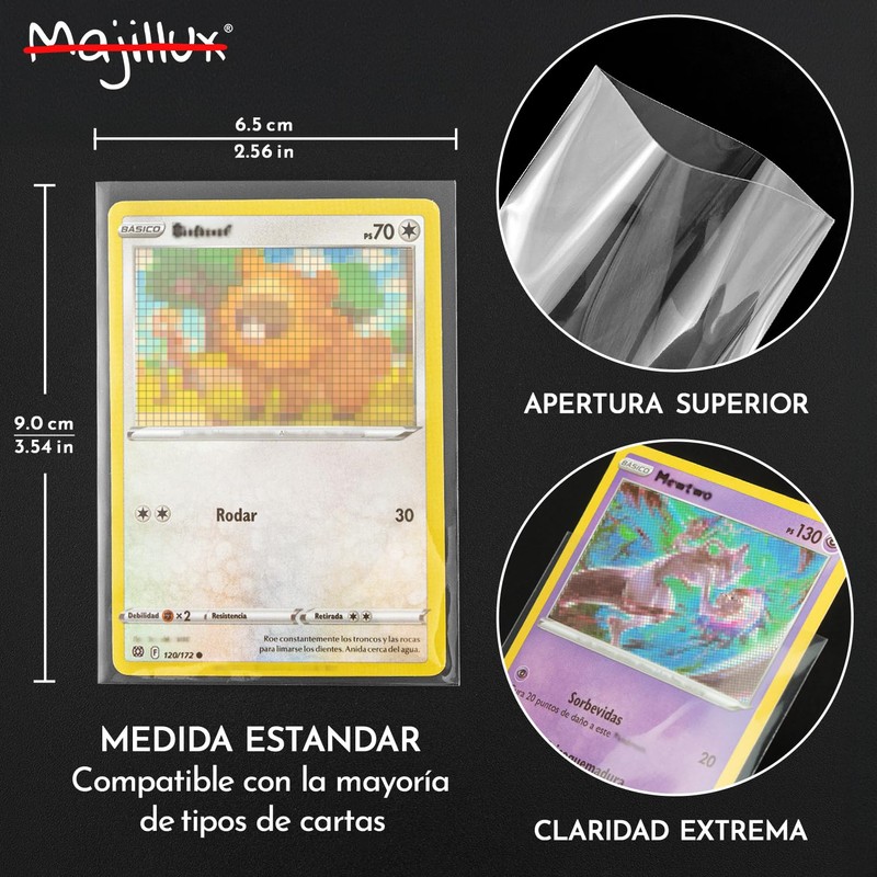 Majillux 300 Clear Sleeves for Standard Collectible Cards, 26" x