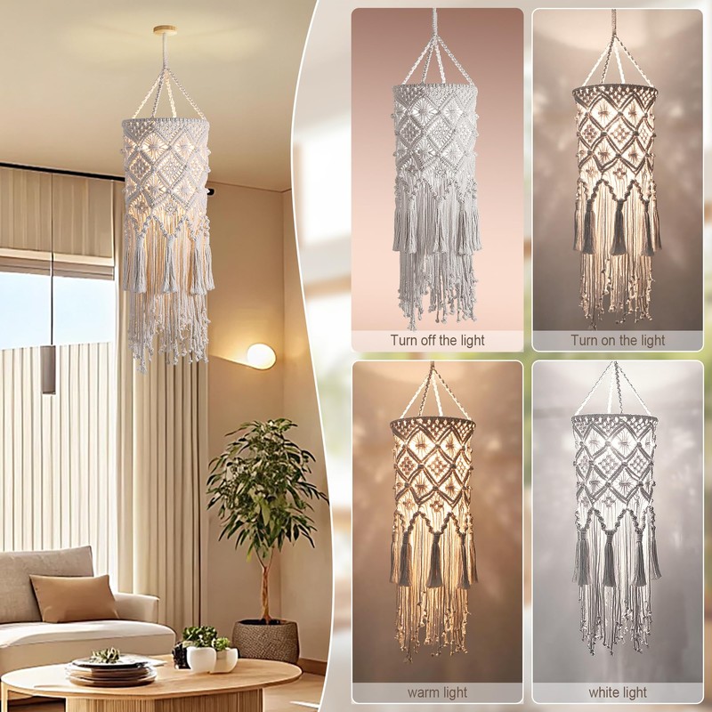 Bioaqua Boho Hanging Lamp,Plug in Hanging Light with Plug in
