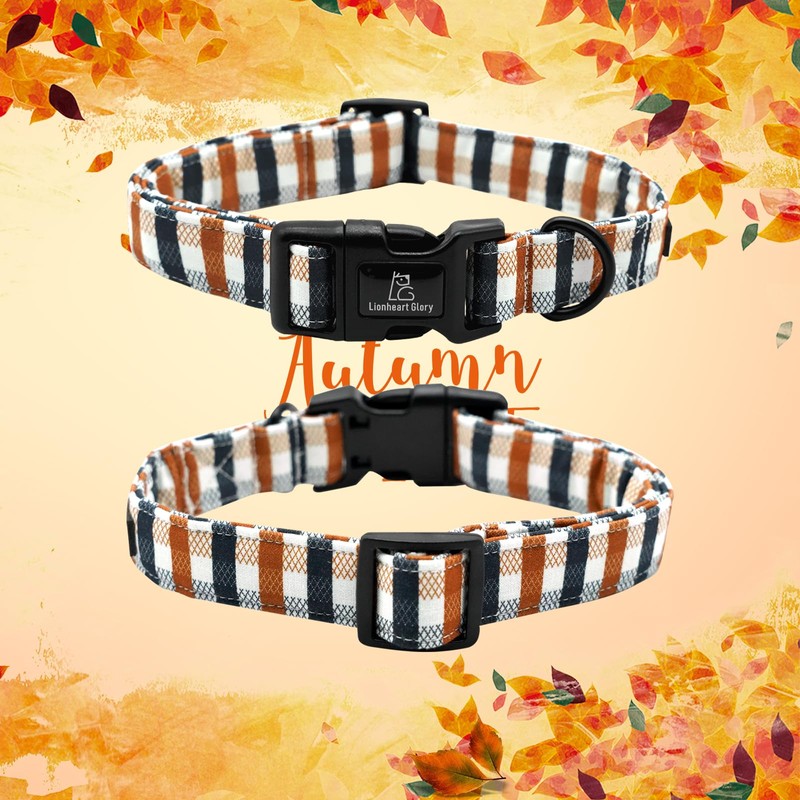 Lionheart glory Plaid Dog Collar, Brown black grid, Small (Pack