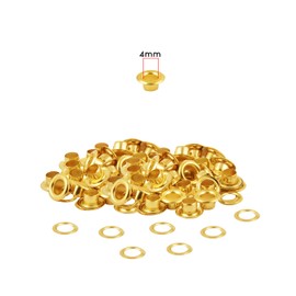 WedDecor 4mm Gold Brass Eyelets Grommets with Washers for Clothing, Baby Dolls, Sewing, Bags, Scrapbook, Leather Work, DIY Projects and Rust Proof, 100pcs