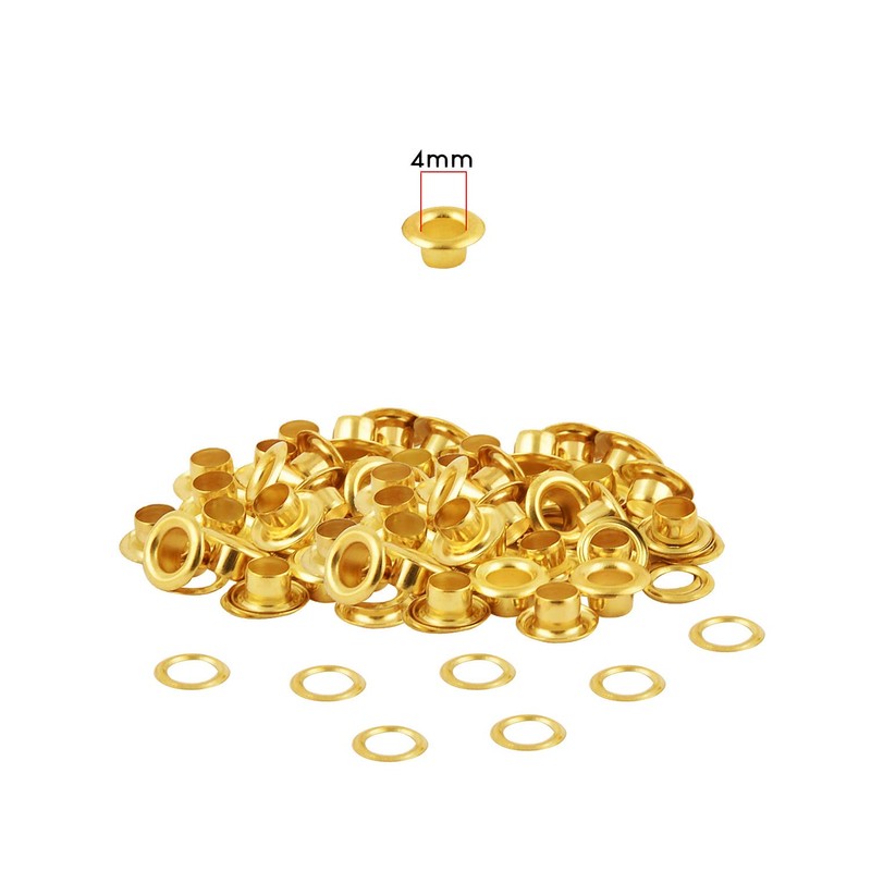 WedDecor 4mm Gold Brass Eyelets Grommets with Washers for Clothing,