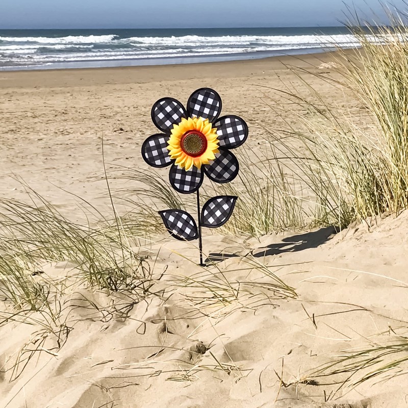 In the Breeze 2660 12 Inch Gingham Sunflower Wind Spinner
