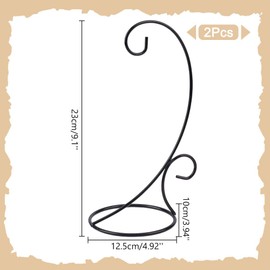 DELORIGIN 2pcs Ornament Display Stand Christmas Bauble Holder Glass Globe Black Iron Wire Stand Hanging Hook Rack for Lanterns Air Plant Terrarium Witch Ball Wedding Decor DIY Craft Display