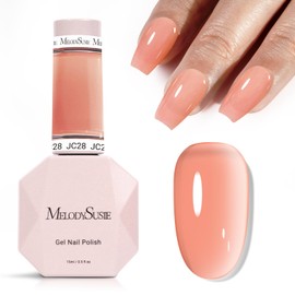 MelodySusie Jeweliver Nude Gel Nail Polish, 0.5Fl.oz Milky Orange Nude Gel Nail Polish Soak Off UV LED Light Cure Gift for Women Manicure Nail Art DIY at Home JC28