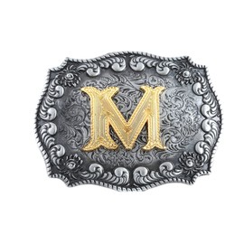HUABOLA CALYN Belt Buckle Men, Western Cowboy Rodeo Small Alphabet Letter ABCDMRJ to Z Initial Belt Buckles for Women (M)