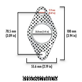 Strongthium 1.5 Inch 37mm Exhaust Pipe Flange Gasket 2 Bolt for Muffler Flange Manifold High Temperature Graphite w/Fire Ring x2