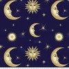 Celestial Moons Anti-Pill Premium No-Sew Throw Fleece Fabric Kit (72x60)