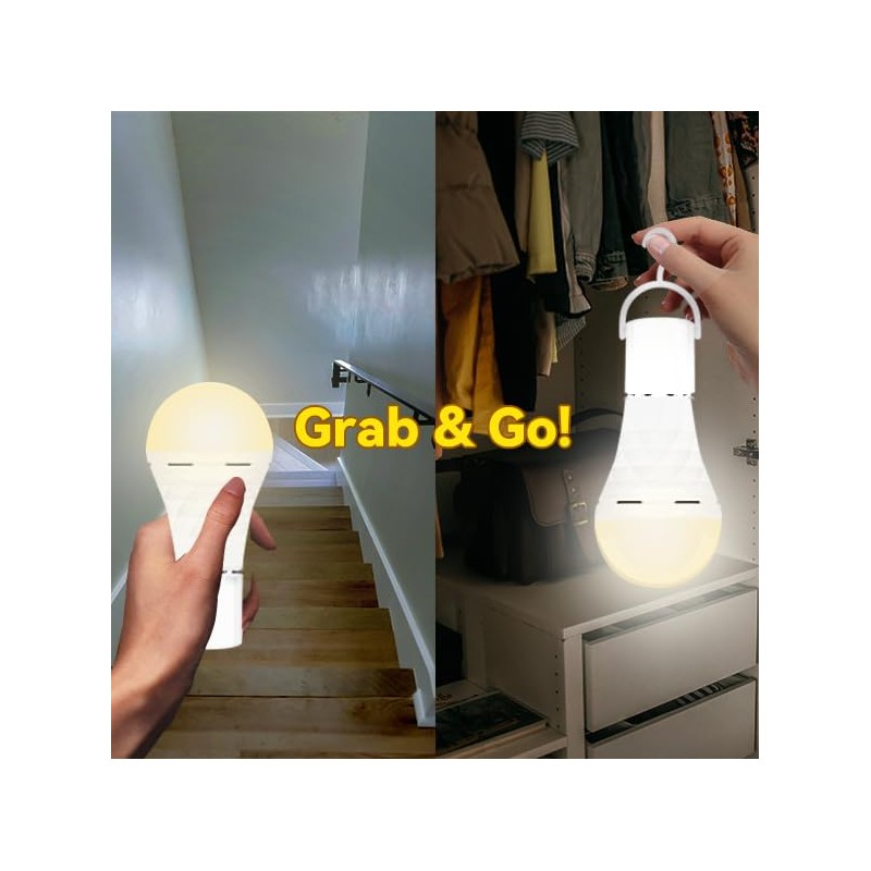 Neporal LITE PRO Rechargeable Light Bulbs, 2600mAh Large Battery Backup