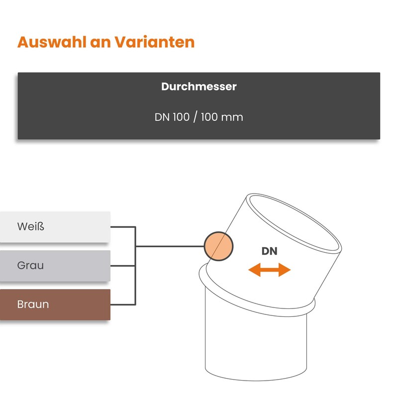 INEFA Rain Pipe Elbow 30 Degrees for Downpipe, PVC DN100