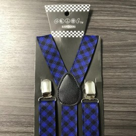 COOOL Royal Blue Plaid Checker Suspender for Adults Men Women Teens Wedding Formal
