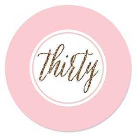 Big Dot of Happiness Chic 30th Birthday - Pink and Gold - Birthday Party Circle Sticker Labels - 24 Count