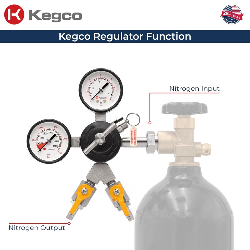 Kegco 762-N2 Nitrogen Regulator, 2 Product, Chrome