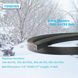 YSNEHSN 954-04195 Snow Blower Auger Drive Belt Fits for MTD Craftsman Troy Bilt Cub Cadet 754-04195 754-04195A 954-04195A Snow Thrower (1/2" x 37")
