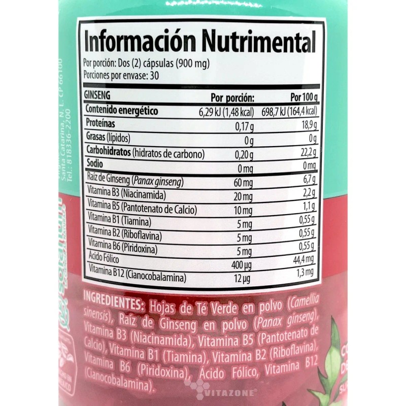 Ginseng Complejo B 60 Cáps Vegetales Solanum