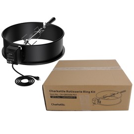 Charkettle Rotisserie Ring Kit Compatiable with Weber 18" Charcoal Kettle Grills and Other Similar Kettle Grills, Black Coated Steel BBQ Grill Rotisserie Kit