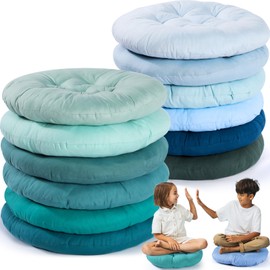 Fumete 12 PCs Floor Pillows Cushions Round Seat Pillows Seating 15 x 15 Inches Color Chair Cushions Floor Pillow Reading Cushion for Kids Adults Classroom Home School Playing Supplies (Vivid Color)
