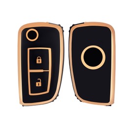 OFF WE GO Car Key Case Key Cover for Nissan Qashqai X-Trail Pulsar Juke Micra Murano Maxima Rogue Tiida Key Box Key Cover Protective Housing Black Gold