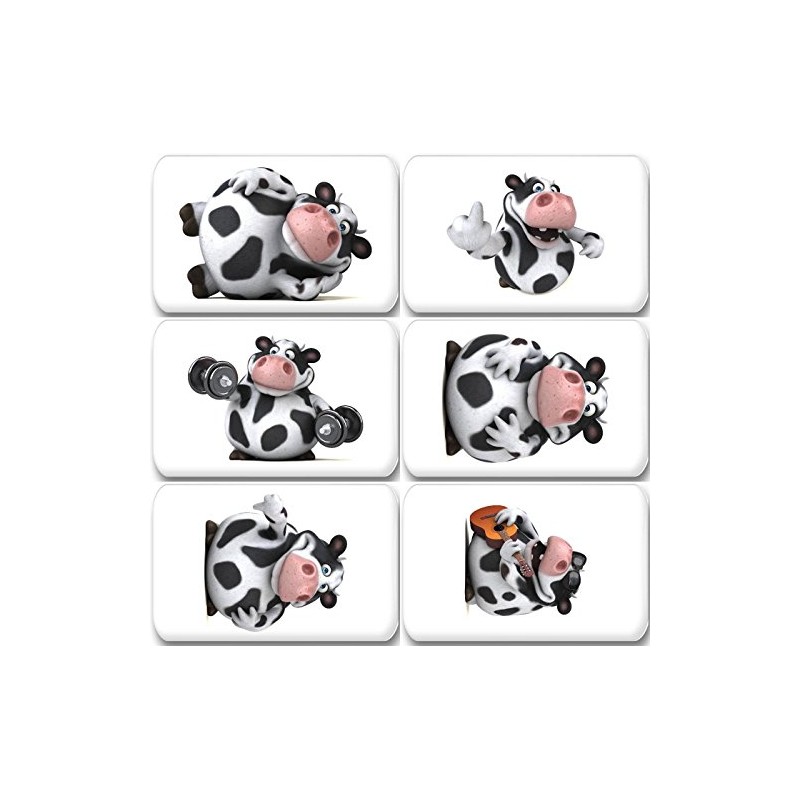 3D Holstein Cow in Various Panels - 6 Rectangular Fridge