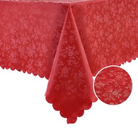 Romanstile Red Christmas Tablecloth, 140 x 240 cm, Washable, Outdoor Wax Tablecloth, 350 GSM Waterproof, Weatherproof, Easy Care, Table Cover, Decoration for Dining Table, Party, New Year's Eve,