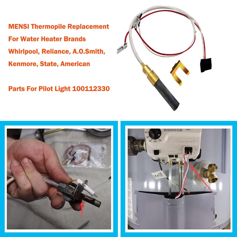 MENSI Minivolt Thermopile Replacement Parts for Reliance Whirlpool,A.O.Smith, Kenmore Brand