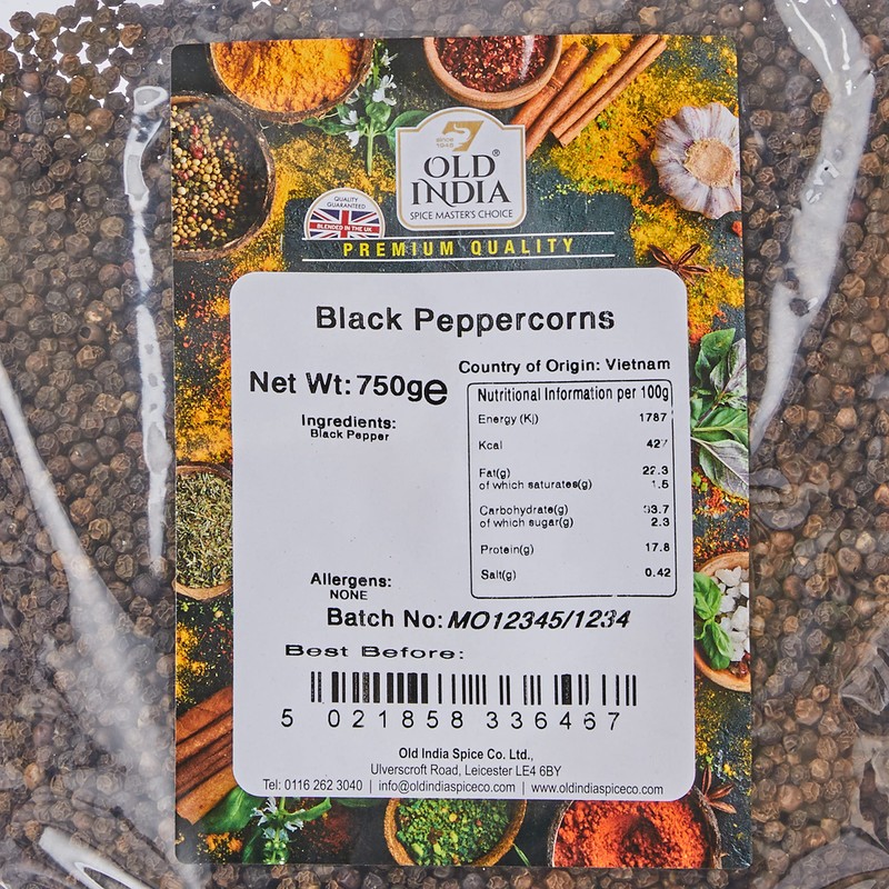Old India Black Peppercorns 750 g