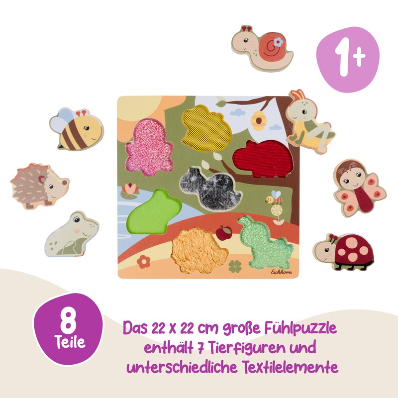 Eichhorn Fabric Feeling Puzzle with 7 Animals and Different Textile