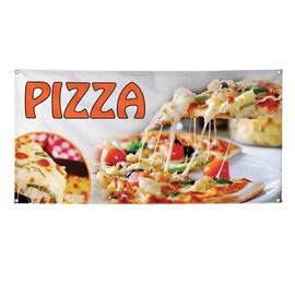 Vinyl Banner Multiple Sizes Pizza A Outdoor Advertising Printing Restaurant & Food Outdoor Weatherproof Industrial Yard Signs 10 Grommets 60x144Inches