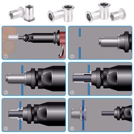 Hejo 60Pcs M8 Rivet Nut, 304 Stainless Steel Rivet Nut Insert Cap Kits, Flat Head Threaded Riveting Nuts Ideal for Automotive Furniture Electrical Industrial