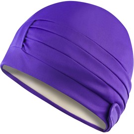 Aqua Speed Swimming Cap Retro Women's Swimming Cap Elegant Swimming Cap Women Swimming Cap Sauna Hat Women's Swimming Hat Swim Cap Polyester Dark Purple Ladies Cap