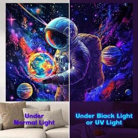 NYZE Astronaut Space Tapestry for Bedroom, Glow in the Dark Room Decor Wall Tapestries, Cool Galaxy Planet Wall Hanging, Wall Hanging for Men Guys Gamer Room Dorm Living Room 59in×51in